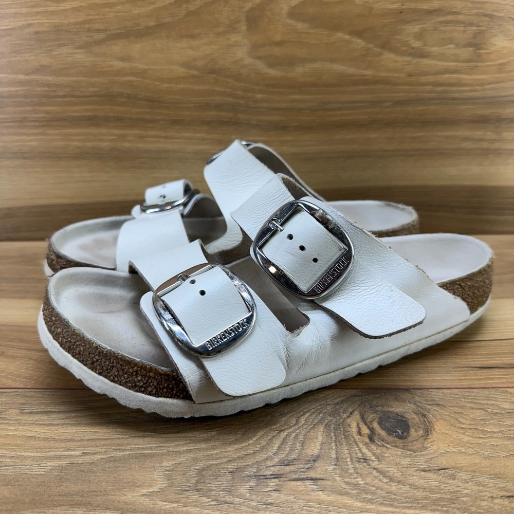 Birkenstock Arizona Big Buckle Cream White Sandals Womens 8 W EU 39 - Picture 2 of 9